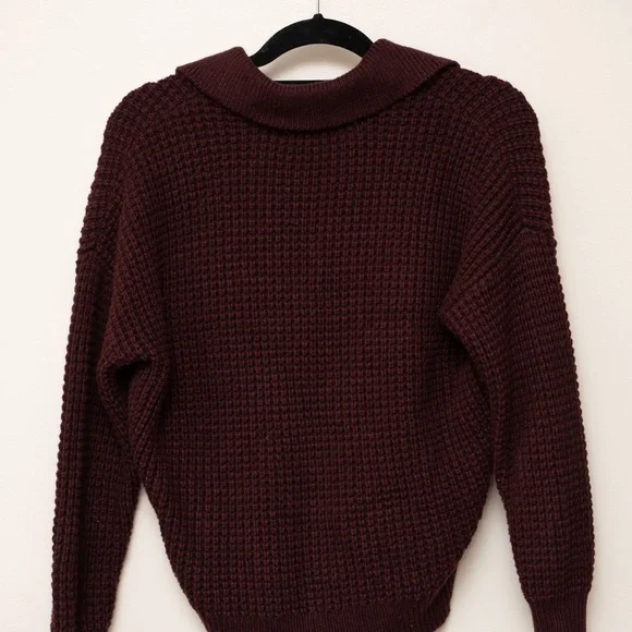 Madewell Deep Burgundy V-Neck Sweater - Picture 3 of 4